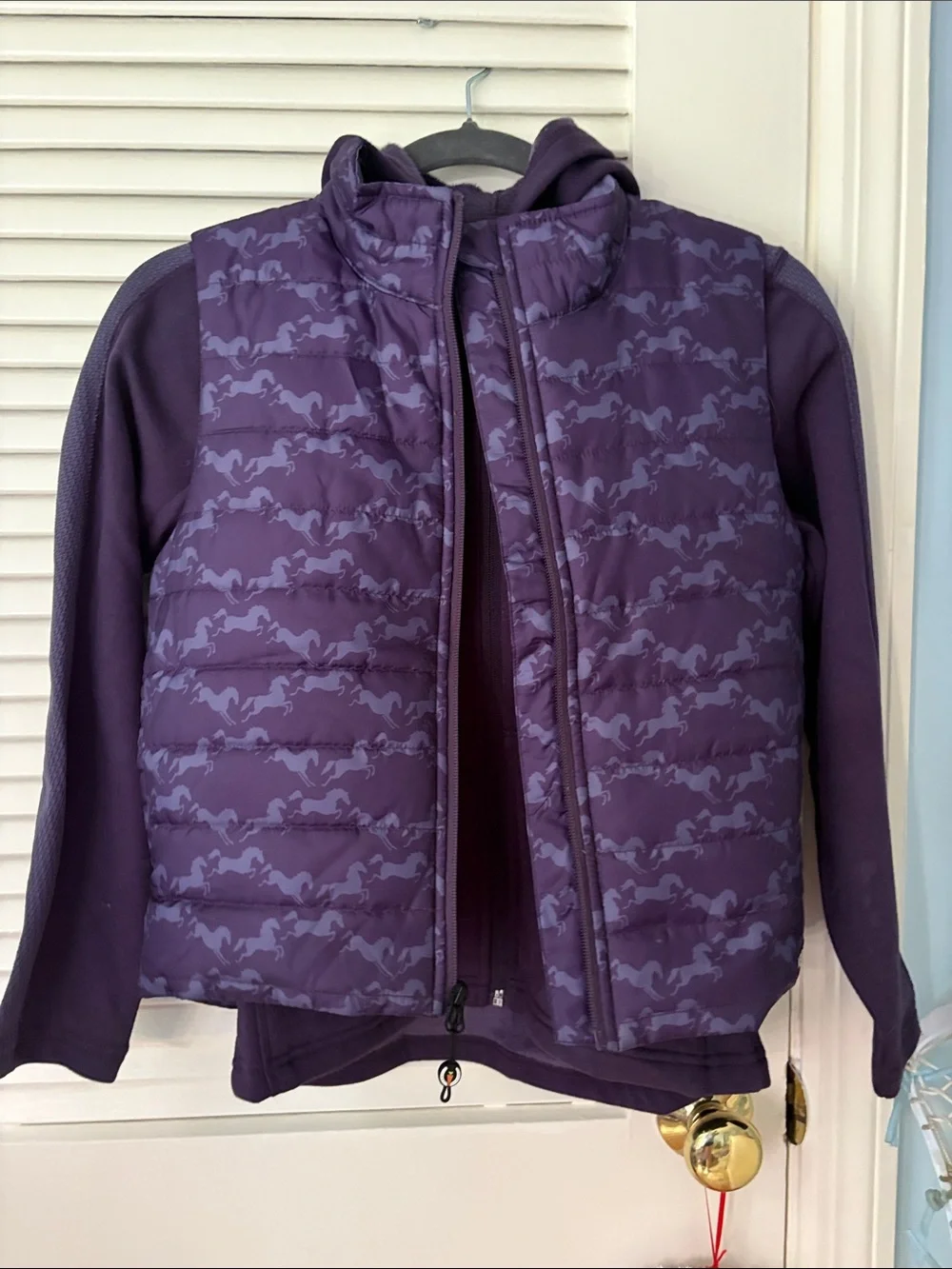 Kerrits Purple Horse-Print Puffer Jacket Set